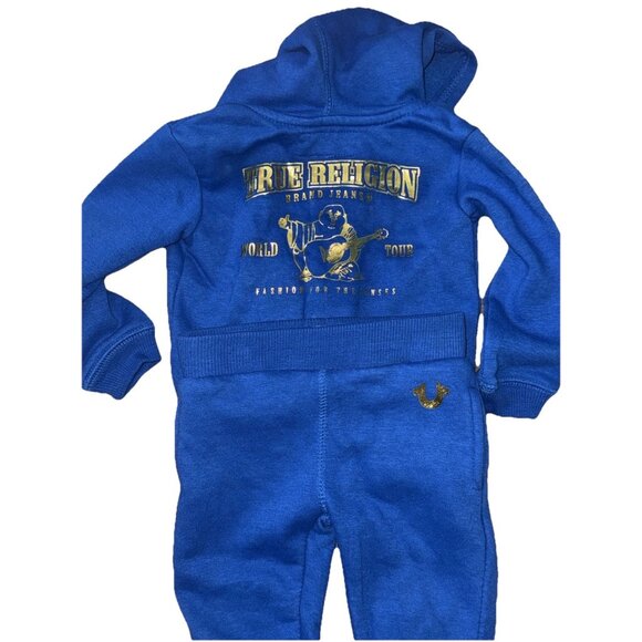 True Religion Blue Gold Jogger Set Hoodie Pants Baby 12 Months - Picture 2 of 5